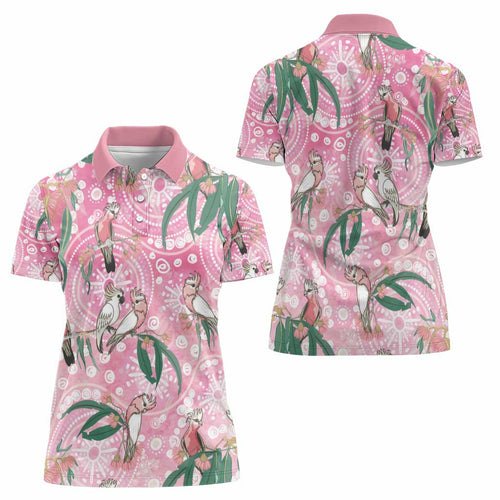 Australia Galah Aboriginal Women Polo Shirt Breast Cancer Awareness - Aussie Hoodie