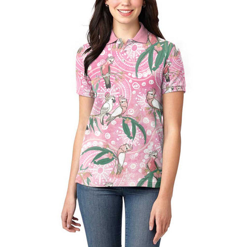 Australia Galah Aboriginal Women Polo Shirt Breast Cancer Awareness - Aussie Hoodie