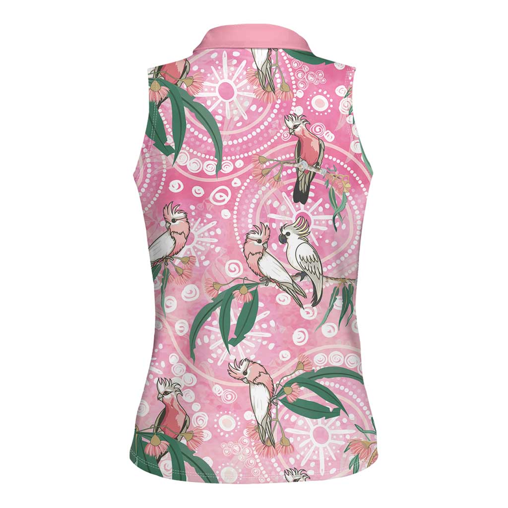 Australia Galah Aboriginal Women Sleeveless Polo Shirt Breast Cancer Awareness - Aussie Hoodie