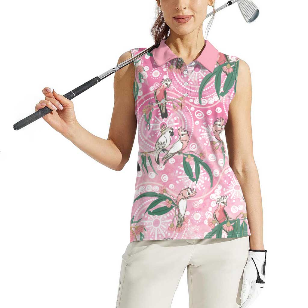 Australia Galah Aboriginal Women Sleeveless Polo Shirt Breast Cancer Awareness - Aussie Hoodie