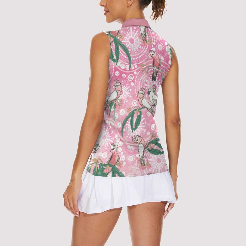 Australia Galah Aboriginal Women Sleeveless Polo Shirt Breast Cancer Awareness - Aussie Hoodie