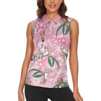 Australia Galah Aboriginal Women Sleeveless Polo Shirt Breast Cancer Awareness - Aussie Hoodie
