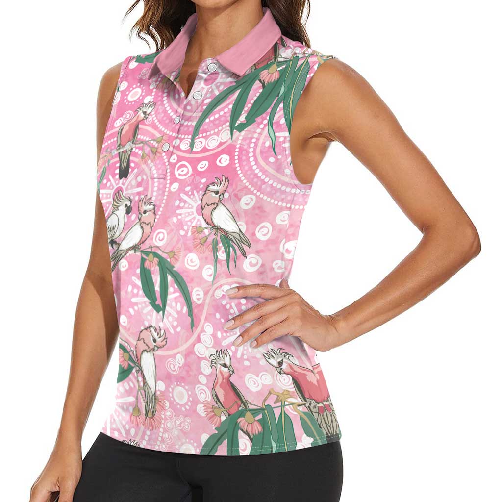 Australia Galah Aboriginal Women Sleeveless Polo Shirt Breast Cancer Awareness - Aussie Hoodie