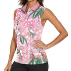Australia Galah Aboriginal Women Sleeveless Polo Shirt Breast Cancer Awareness - Aussie Hoodie