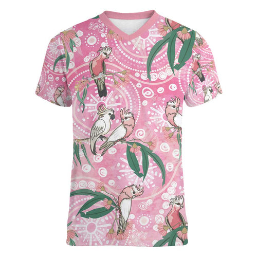 Australia Galah Aboriginal Women V-Neck T-Shirt Breast Cancer Awareness - Aussie Hoodie