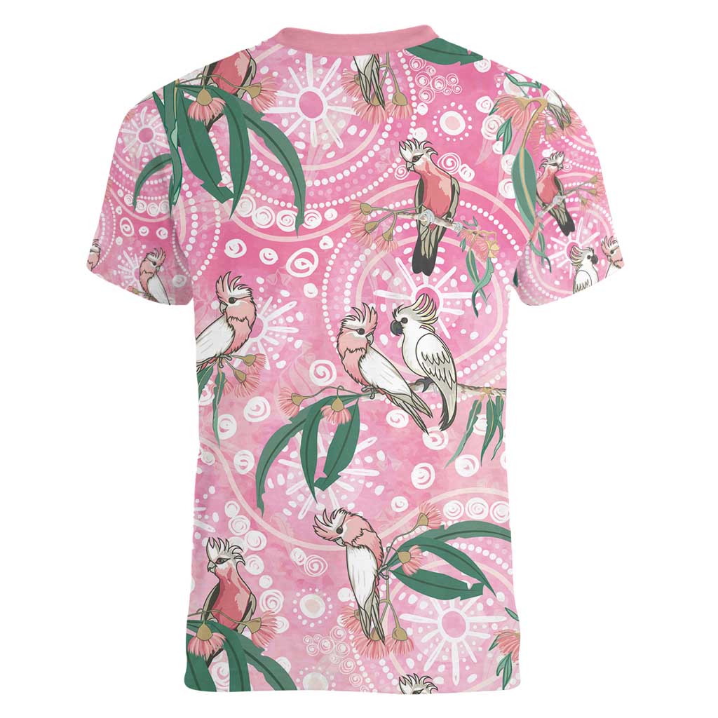 Australia Galah Aboriginal Women V-Neck T-Shirt Breast Cancer Awareness - Aussie Hoodie