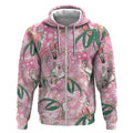 Australia Galah Aboriginal Zip Hoodie Breast Cancer Awareness - Aussie Hoodie