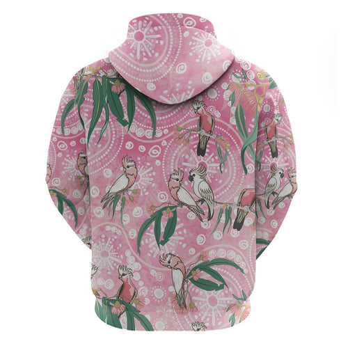Australia Galah Aboriginal Zip Hoodie Breast Cancer Awareness - Aussie Hoodie