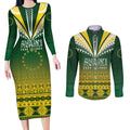 Cook Islands Rugby Custom Couples Matching Long Sleeve Bodycon Dress and Long Sleeve Button Shirt Kuki Avaiki - Aussie Hoodie