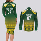 Cook Islands Rugby Custom Couples Matching Long Sleeve Bodycon Dress and Long Sleeve Button Shirt Kuki Avaiki - Aussie Hoodie