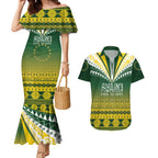 Cook Islands Rugby Custom Couples Matching Mermaid Dress and Hawaiian Shirt Kuki Avaiki - Aussie Hoodie