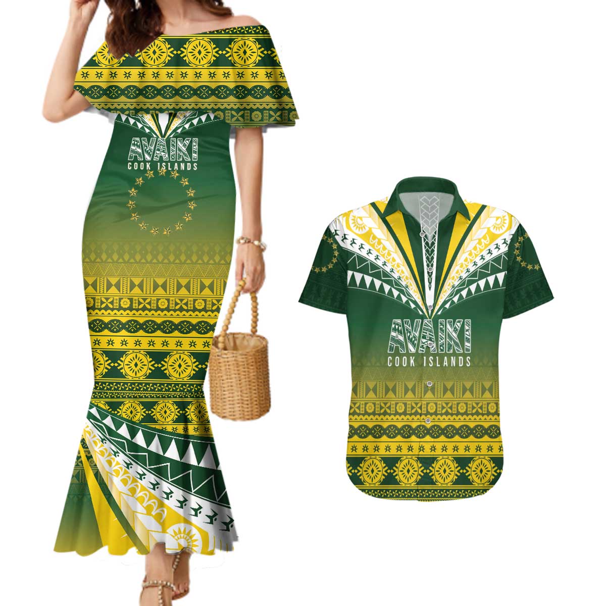 Cook Islands Rugby Custom Couples Matching Mermaid Dress and Hawaiian Shirt Kuki Avaiki - Aussie Hoodie