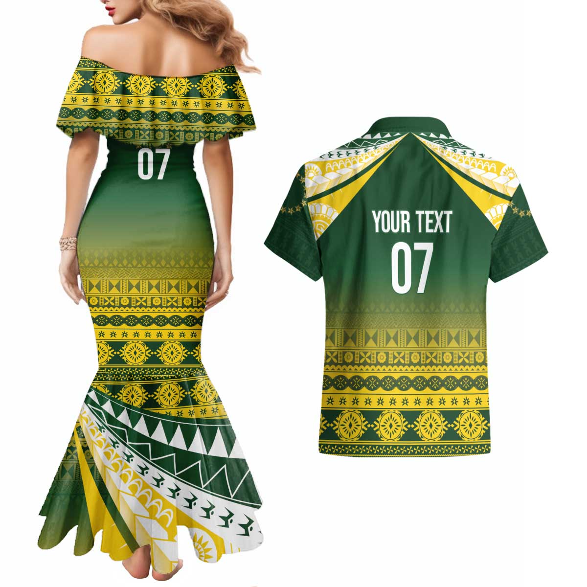 Cook Islands Rugby Custom Couples Matching Mermaid Dress and Hawaiian Shirt Kuki Avaiki - Aussie Hoodie