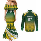 Cook Islands Rugby Custom Couples Matching Mermaid Dress and Long Sleeve Button Shirt Kuki Avaiki - Aussie Hoodie