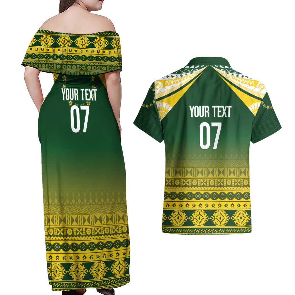 Cook Islands Rugby Custom Couples Matching Off Shoulder Maxi Dress and Hawaiian Shirt Kuki Avaiki - Aussie Hoodie