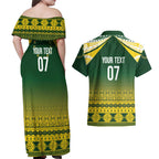 Cook Islands Rugby Custom Couples Matching Off Shoulder Maxi Dress and Hawaiian Shirt Kuki Avaiki - Aussie Hoodie