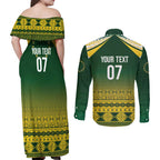 Cook Islands Rugby Custom Couples Matching Off Shoulder Maxi Dress and Long Sleeve Button Shirt Kuki Avaiki - Aussie Hoodie