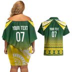 Cook Islands Rugby Custom Couples Matching Off Shoulder Short Dress and Hawaiian Shirt Kuki Avaiki - Aussie Hoodie