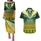Cook Islands Rugby Custom Couples Matching Puletasi and Hawaiian Shirt Kuki Avaiki - Aussie Hoodie