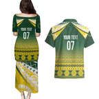 Cook Islands Rugby Custom Couples Matching Puletasi and Hawaiian Shirt Kuki Avaiki - Aussie Hoodie