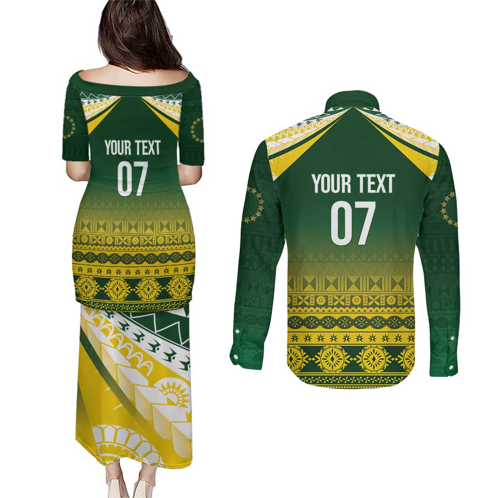 Cook Islands Rugby Custom Couples Matching Puletasi and Long Sleeve Button Shirt Kuki Avaiki - Aussie Hoodie