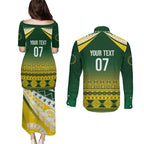 Cook Islands Rugby Custom Couples Matching Puletasi and Long Sleeve Button Shirt Kuki Avaiki - Aussie Hoodie