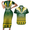 Cook Islands Rugby Custom Couples Matching Short Sleeve Bodycon Dress and Hawaiian Shirt Kuki Avaiki - Aussie Hoodie