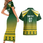 Cook Islands Rugby Custom Couples Matching Short Sleeve Bodycon Dress and Hawaiian Shirt Kuki Avaiki - Aussie Hoodie