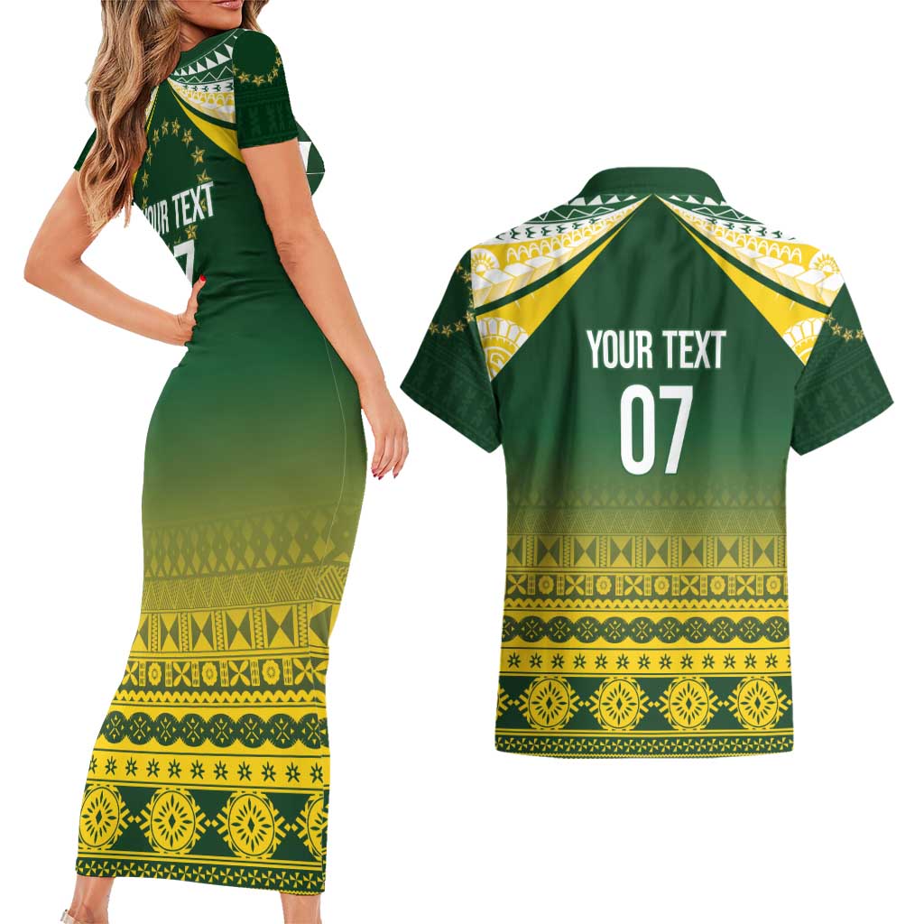 Cook Islands Rugby Custom Couples Matching Short Sleeve Bodycon Dress and Hawaiian Shirt Kuki Avaiki - Aussie Hoodie
