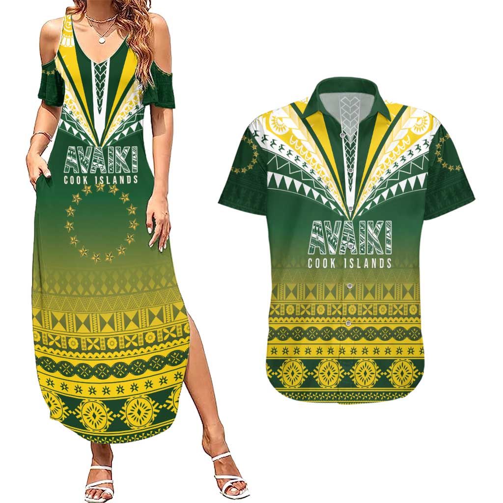 Cook Islands Rugby Custom Couples Matching Summer Maxi Dress and Hawaiian Shirt Kuki Avaiki - Aussie Hoodie