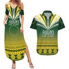 Cook Islands Rugby Custom Couples Matching Summer Maxi Dress and Hawaiian Shirt Kuki Avaiki - Aussie Hoodie