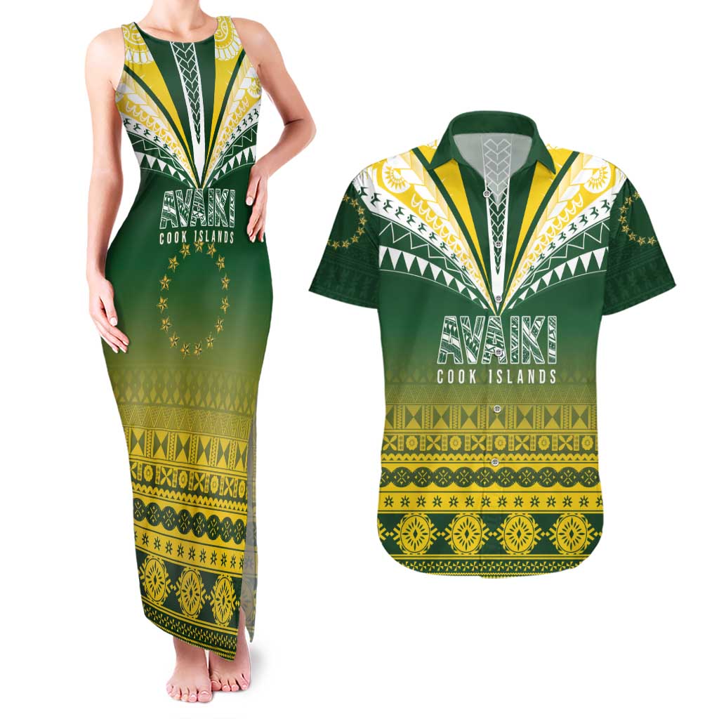 Cook Islands Rugby Custom Couples Matching Tank Maxi Dress and Hawaiian Shirt Kuki Avaiki - Aussie Hoodie