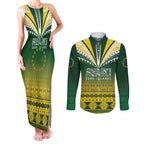 Cook Islands Rugby Custom Couples Matching Tank Maxi Dress and Long Sleeve Button Shirt Kuki Avaiki - Aussie Hoodie