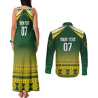 Cook Islands Rugby Custom Couples Matching Tank Maxi Dress and Long Sleeve Button Shirt Kuki Avaiki - Aussie Hoodie