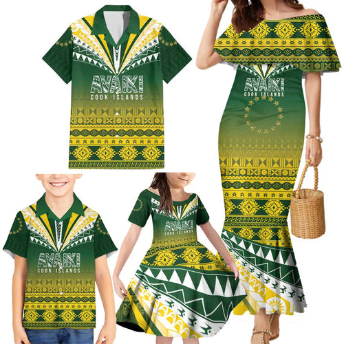 Cook Islands Rugby Custom Family Matching Mermaid Dress and Hawaiian Shirt Kuki Avaiki - Aussie Hoodie