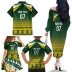 Cook Islands Rugby Custom Family Matching Off The Shoulder Long Sleeve Dress and Hawaiian Shirt Kuki Avaiki - Aussie Hoodie