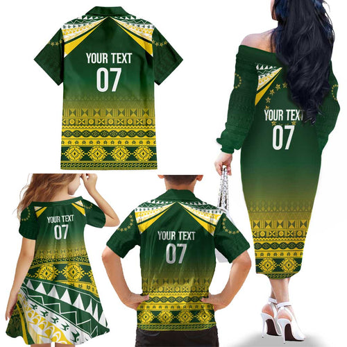 Cook Islands Rugby Custom Family Matching Off The Shoulder Long Sleeve Dress and Hawaiian Shirt Kuki Avaiki - Aussie Hoodie