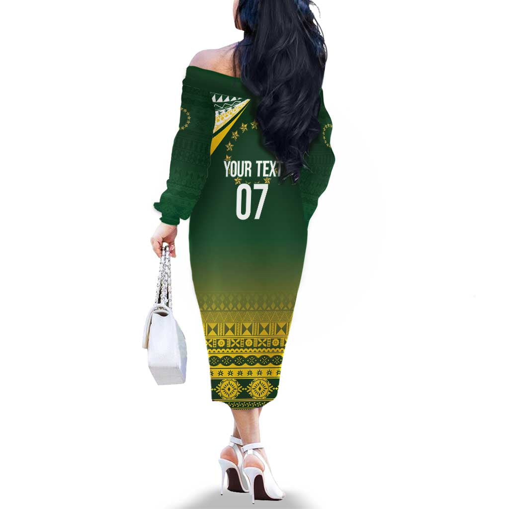 Cook Islands Rugby Custom Family Matching Off The Shoulder Long Sleeve Dress and Hawaiian Shirt Kuki Avaiki - Aussie Hoodie