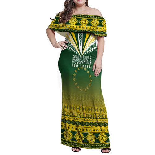 Cook Islands Rugby Custom Family Matching Off Shoulder Maxi Dress and Hawaiian Shirt Kuki Avaiki - Aussie Hoodie