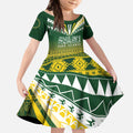 Cook Islands Rugby Custom Kid Short Sleeve Dress Kuki Avaiki - Aussie Hoodie