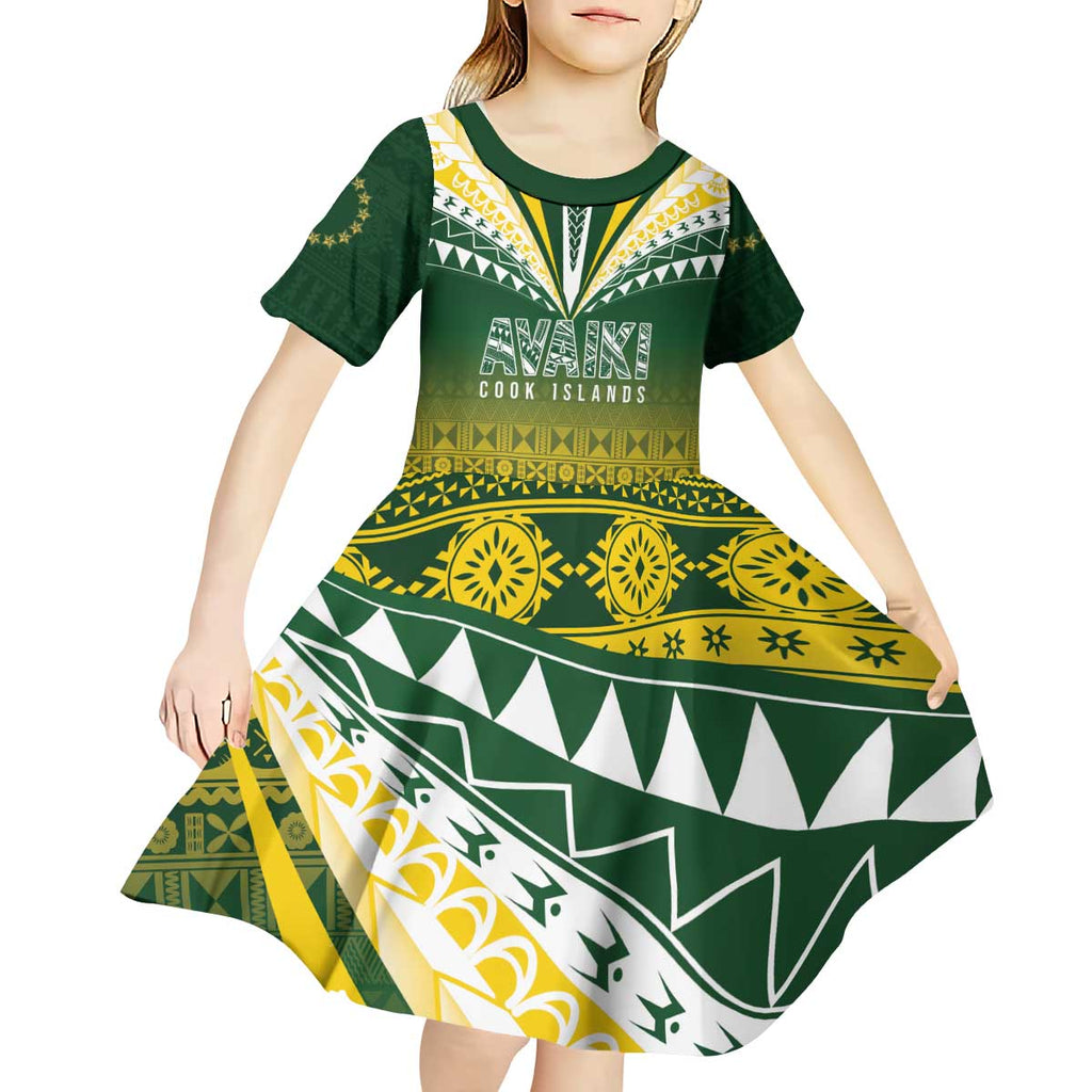 Cook Islands Rugby Custom Kid Short Sleeve Dress Kuki Avaiki - Aussie Hoodie