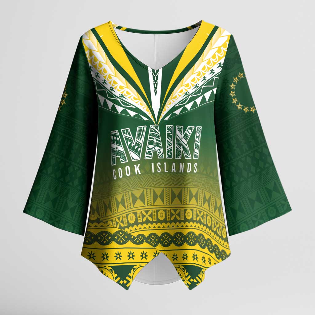 Cook Islands Rugby Custom Kimono Sleeve Blouse Kuki Avaiki - Aussie Hoodie