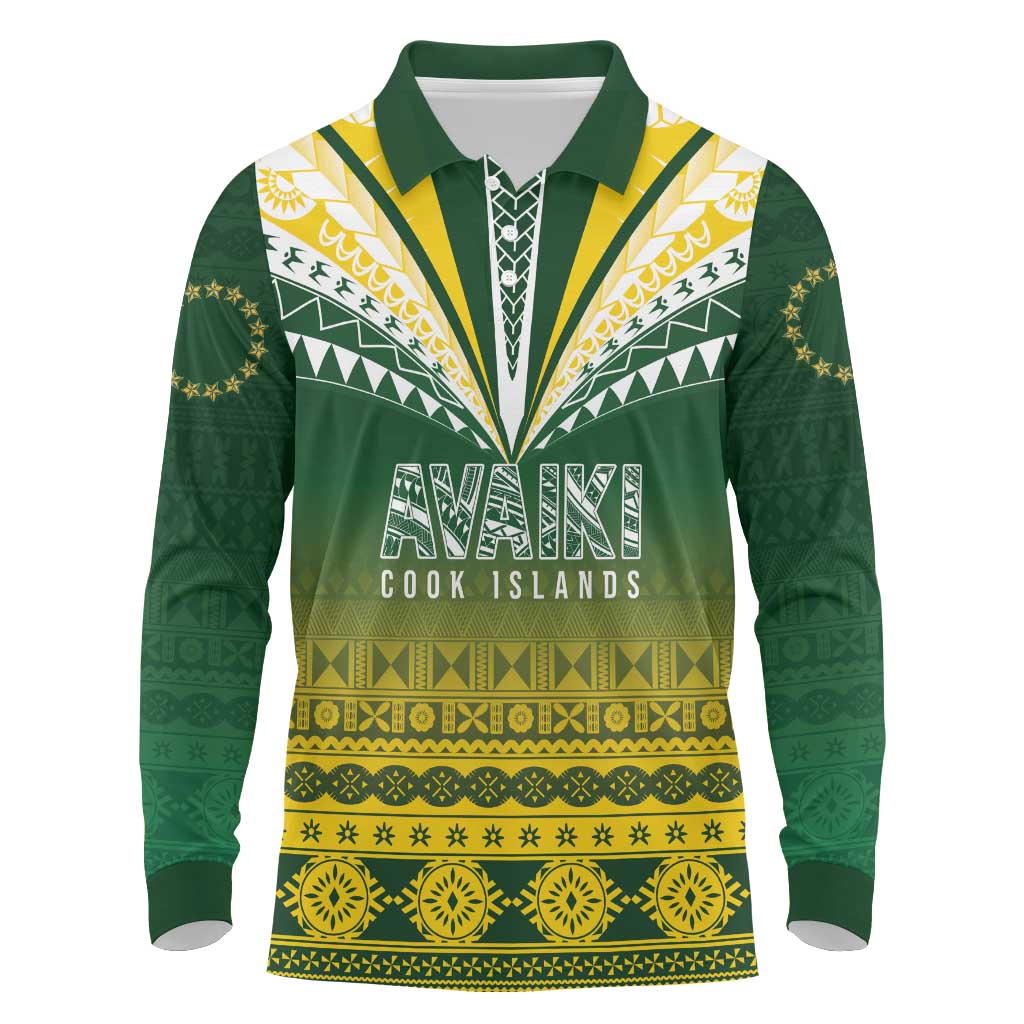 Cook Islands Rugby Custom Long Sleeve Polo Shirt Kuki Avaiki - Aussie Hoodie
