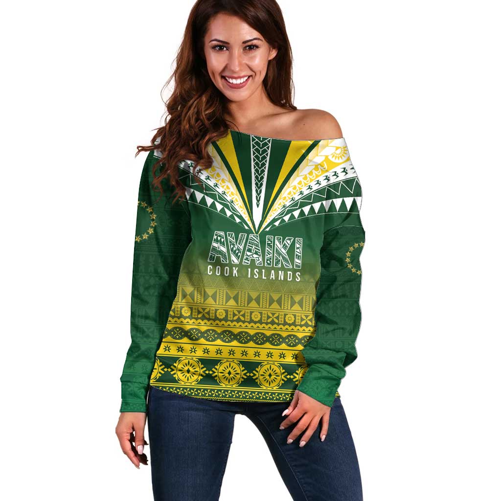 Cook Islands Rugby Custom Off Shoulder Sweater Kuki Avaiki - Aussie Hoodie