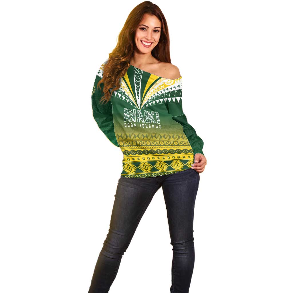 Cook Islands Rugby Custom Off Shoulder Sweater Kuki Avaiki - Aussie Hoodie