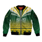 Cook Islands Rugby Custom Sleeve Zip Bomber Jacket Kuki Avaiki - Aussie Hoodie