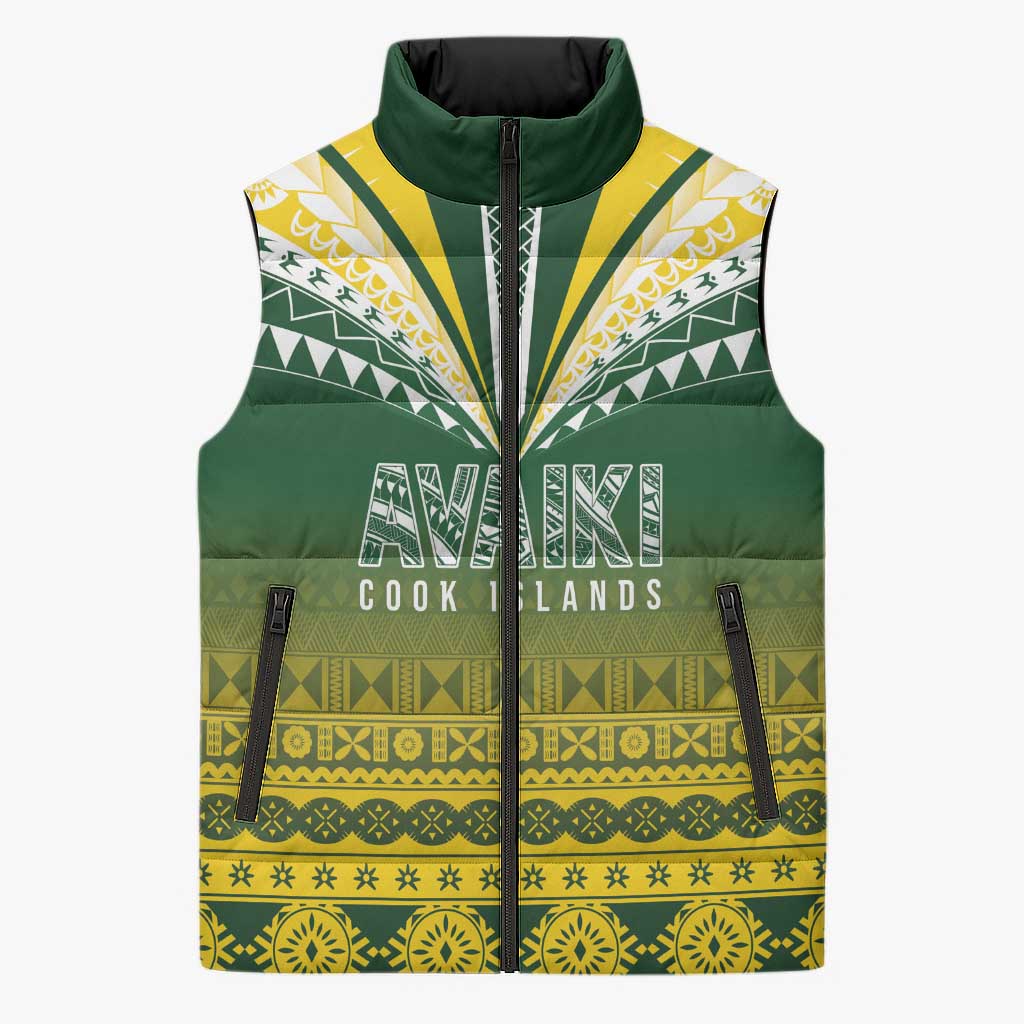 Cook Islands Rugby Custom Sleeveless Puffer Jacket Kuki Avaiki - Aussie Hoodie