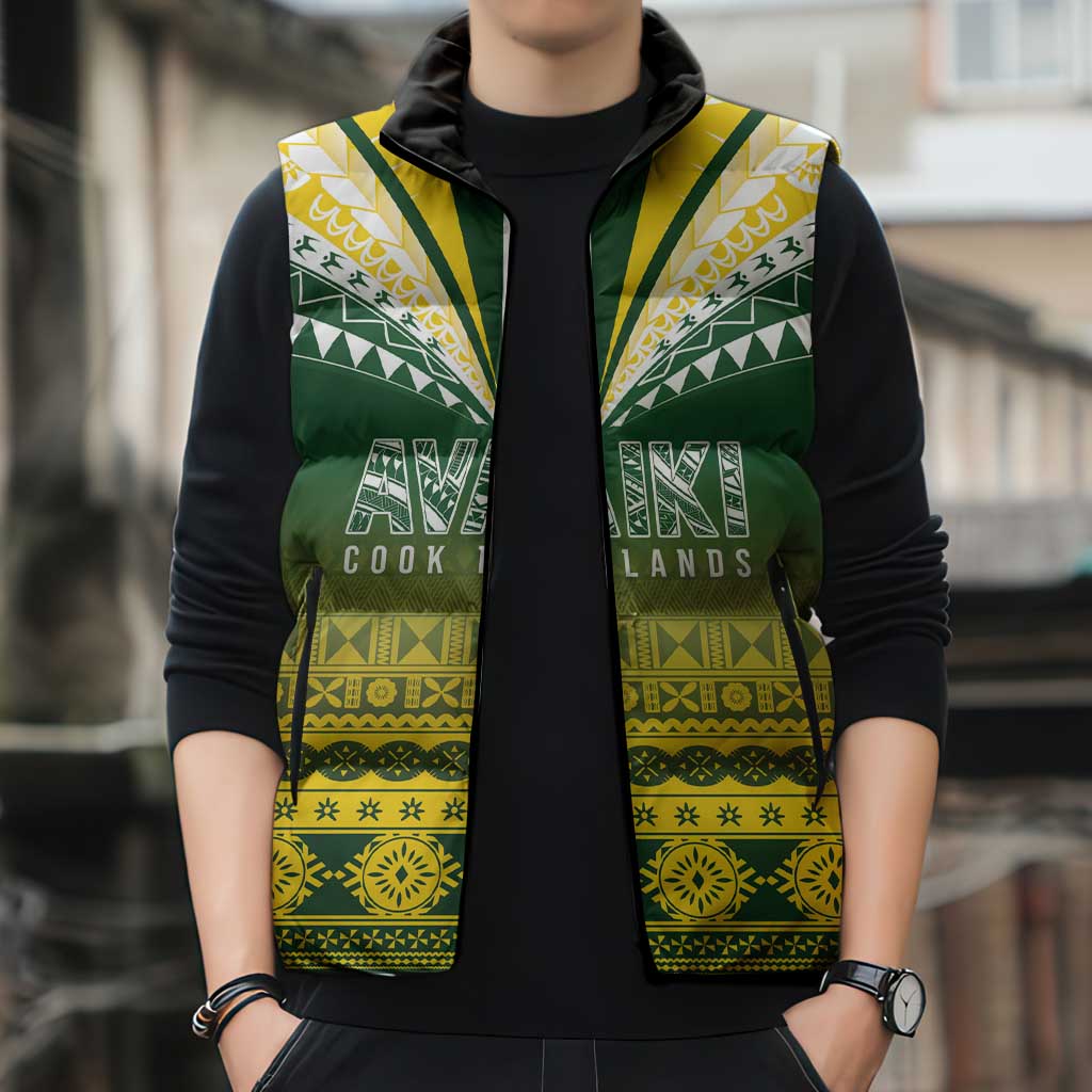 Cook Islands Rugby Custom Sleeveless Puffer Jacket Kuki Avaiki - Aussie Hoodie