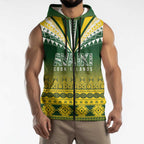 Cook Islands Rugby Custom Sleeveless Zip Hoodie Kuki Avaiki - Aussie Hoodie
