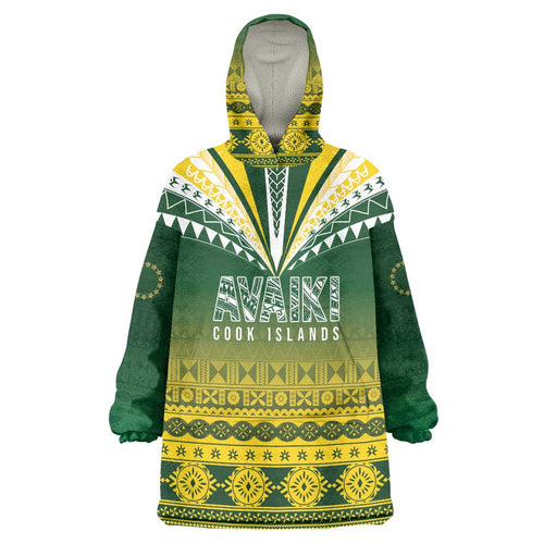 Cook Islands Rugby Custom Wearable Blanket Hoodie Kuki Avaiki - Aussie Hoodie
